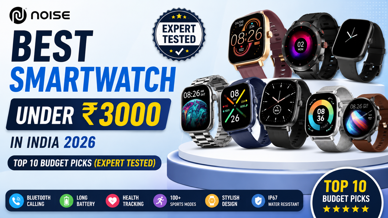Noise Best Smartwatch Under ₹3000 in India 2026—Top 10 Budget Picks (Expert Tested)