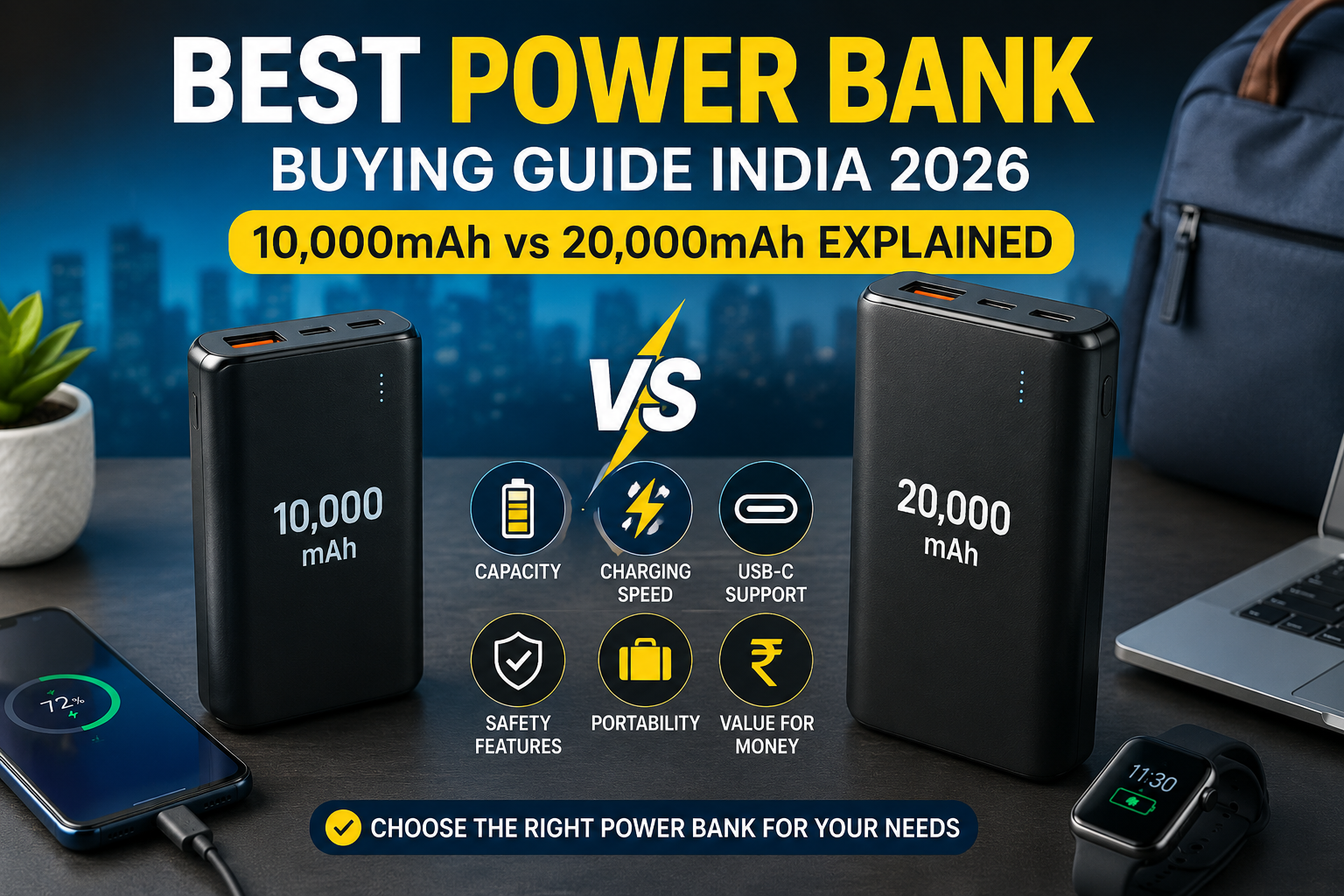 Best Power Bank Buying Guide India 2026: 10,000mAh vs 20,000mAh Explained